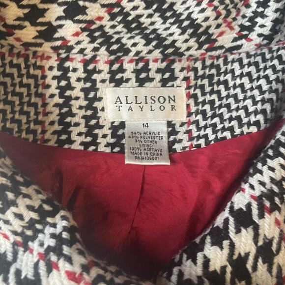 Allison Taylor Houndstooth Plaid Coat Jacket Size 14 Preppy Academia Career - Picture 9 of 10